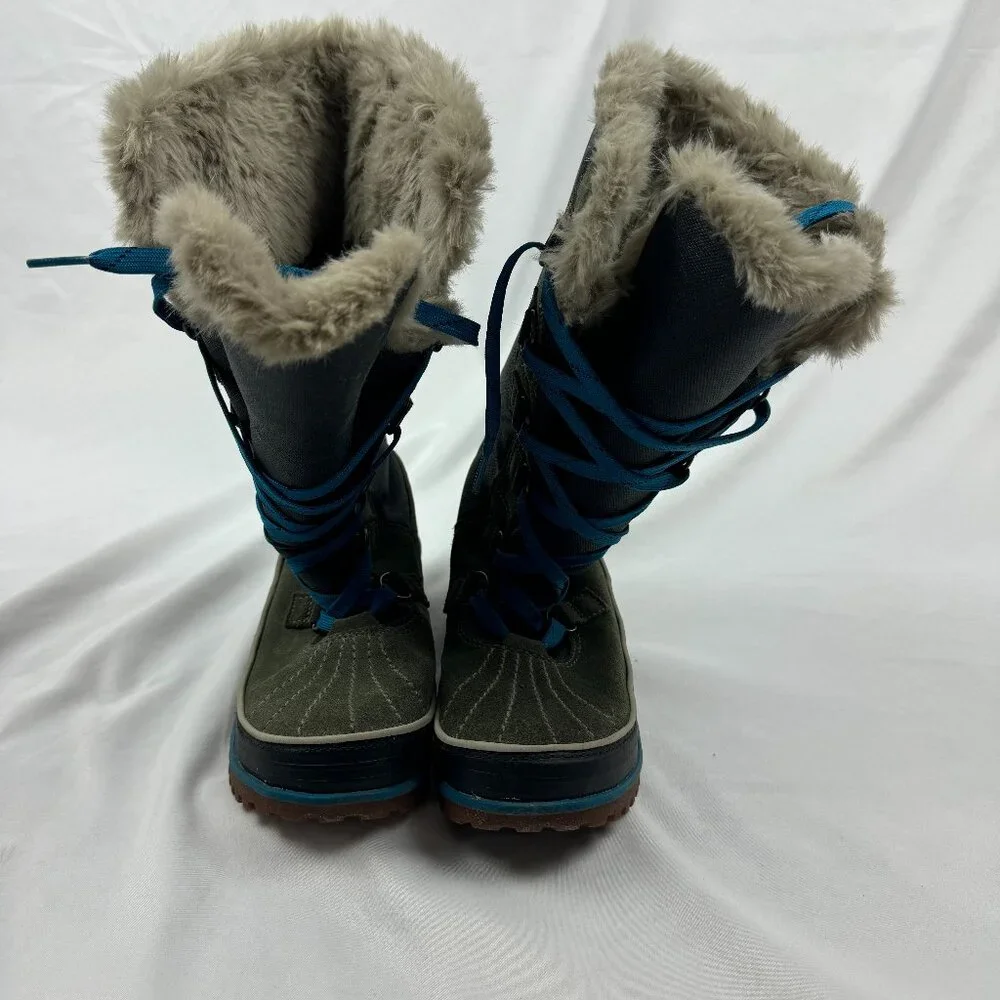 SOREL Joan Of Arctic Women’s Green Leather Winter Boots Size 7 - Picture 1 of 7